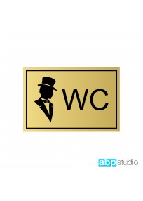 Табличка на дверь WC мужчина пластик золото/серебро  (арт.Тd7)